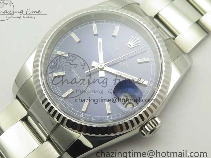 0125 DateJust 36 SS 116234 Fluted Bezel DJF Best Edition Blue Dial Stick Markers on SS Oyster Bracelet A Affordable 3373